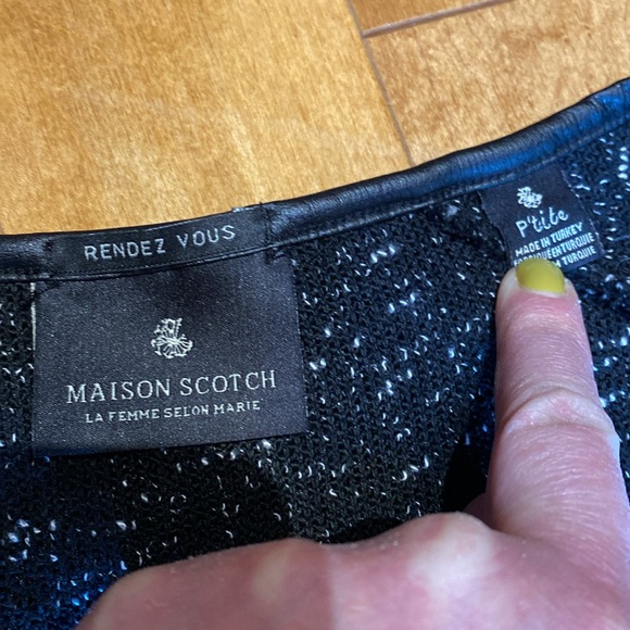 Maison Scotch Faux Leather Trim Woven Long Sleeved Top - Picture 3 of 10